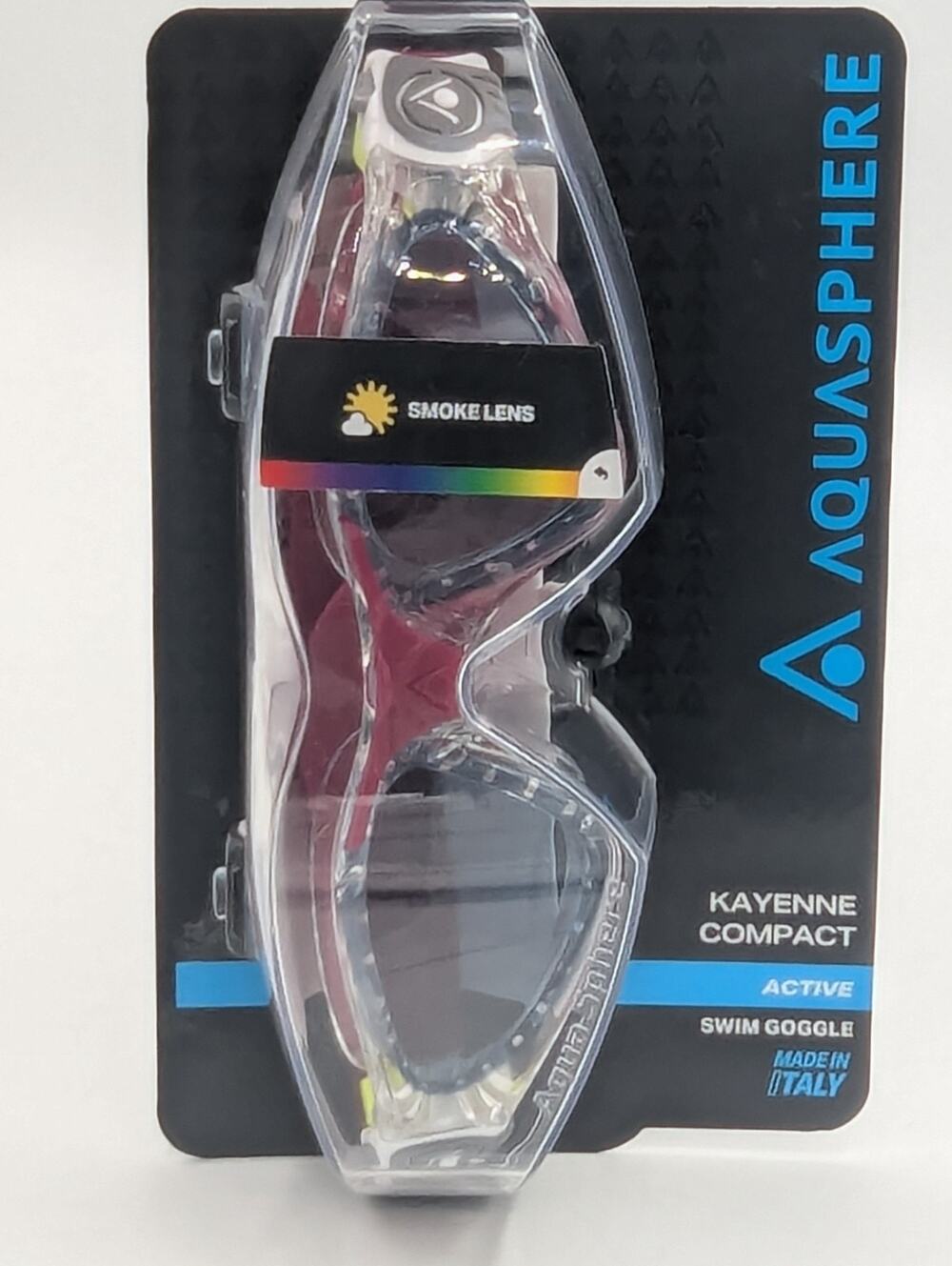 Aqua Sphere Kayenne Compact Goggles Transparent Raspberry Smoke Lenses New